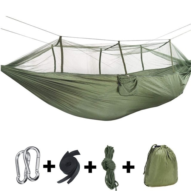 Outdoor-Camping-Hängematten mit Moskitonetz 1–2 Personen, tragbar, Reise, Camping, Stoff, zum Aufhängen, Schaukel, Hängematten, Bett, Gartenmöbel