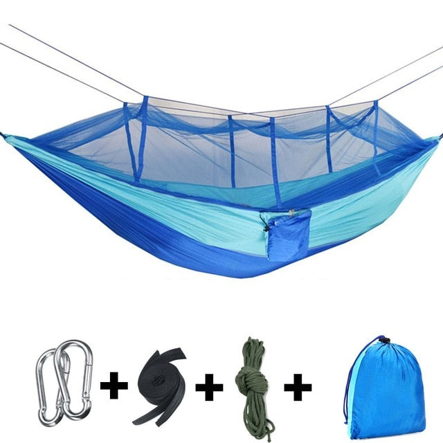 Hamacas para acampar al aire libre con mosquitera 1-2 personas portátil viaje Camping tela colgante columpio hamacas cama muebles de jardín