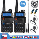 2 uds Real 8W Baofeng UV-5R Walkie Talkie UV 5R de alta potencia amateur Ham CB estación de Radio UV5R transceptor de banda Dual 10KM intercomunicador