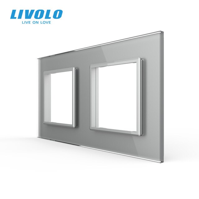 Livolo Luxury White Pearl Kristallglas, EU-Standard, Doppelglasscheibe für Wandschalter und Steckdose, C7-2SR-11 (4 Farben)