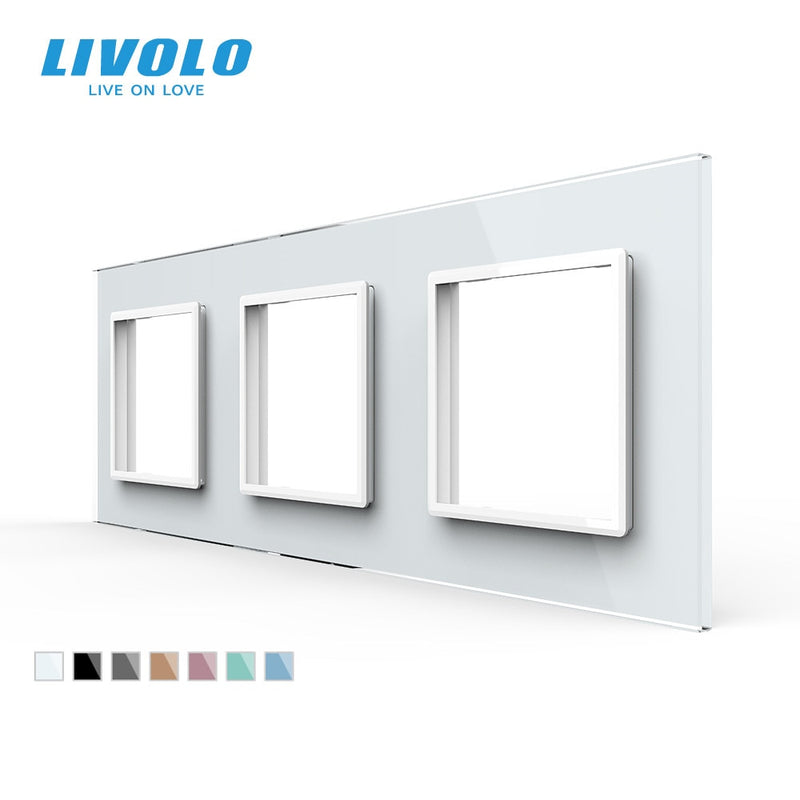 Livolo Luxury White Pearl Crystal Glass,EU standard, Triple Glass Panel For Wall Switch&Socket,C7-3SR-11  (4 Colors)