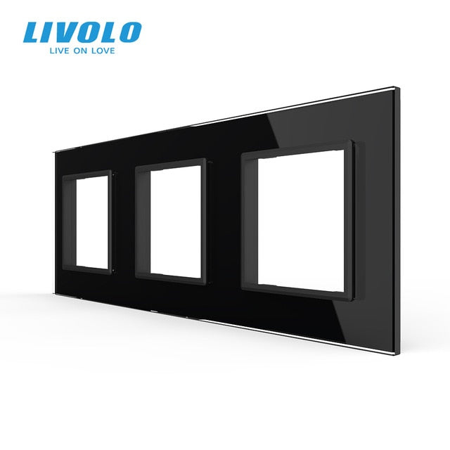 Livolo Luxury White Pearl Crystal Glass,EU standard, Triple Glass Panel For Wall Switch&Socket,C7-3SR-11  (4 Colors)