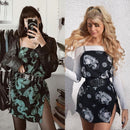 Mini vestido Vintage estampado de dragón verano 2020 mujeres calle Correa Dresse Club Delgado fiesta Tigh Vestido corto Harajuku batas vestidos
