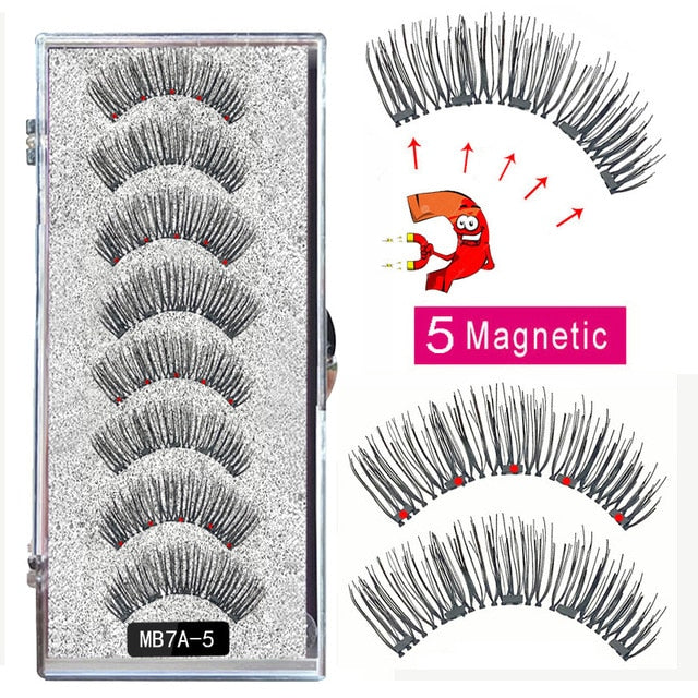 New MBA 5 Magnetic Eyelashes Curler Set Long 3D Nerz Magnetic Lashes Wear faux cils magnetique Natural Thick False Eyelashes
