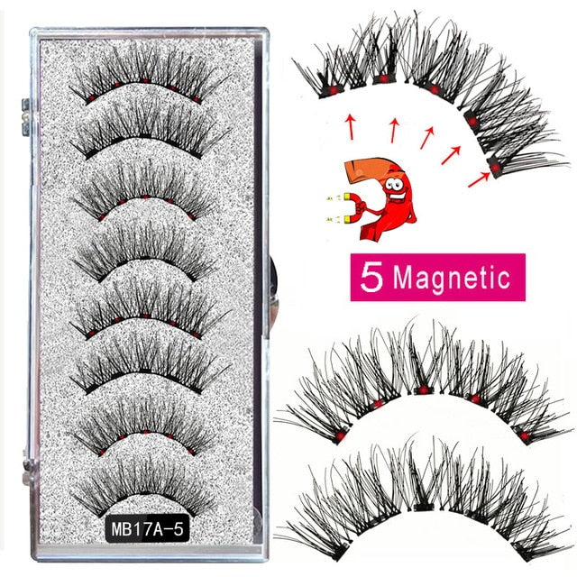 New MBA 5 Magnetic Eyelashes Curler Set Long 3D Nerz Magnetic Lashes Wear faux cils magnetique Natural Thick False Eyelashes