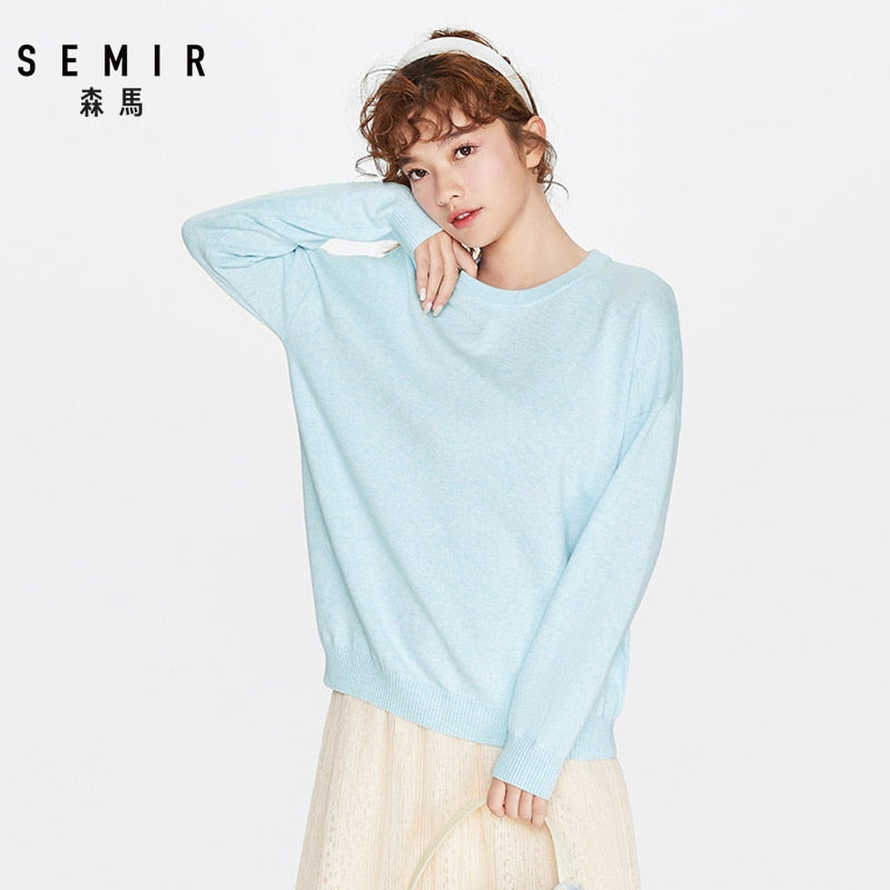 SEMIR Sweater women 2020 loose fitting outerwear women loose knit sweater round neck soft clothes
