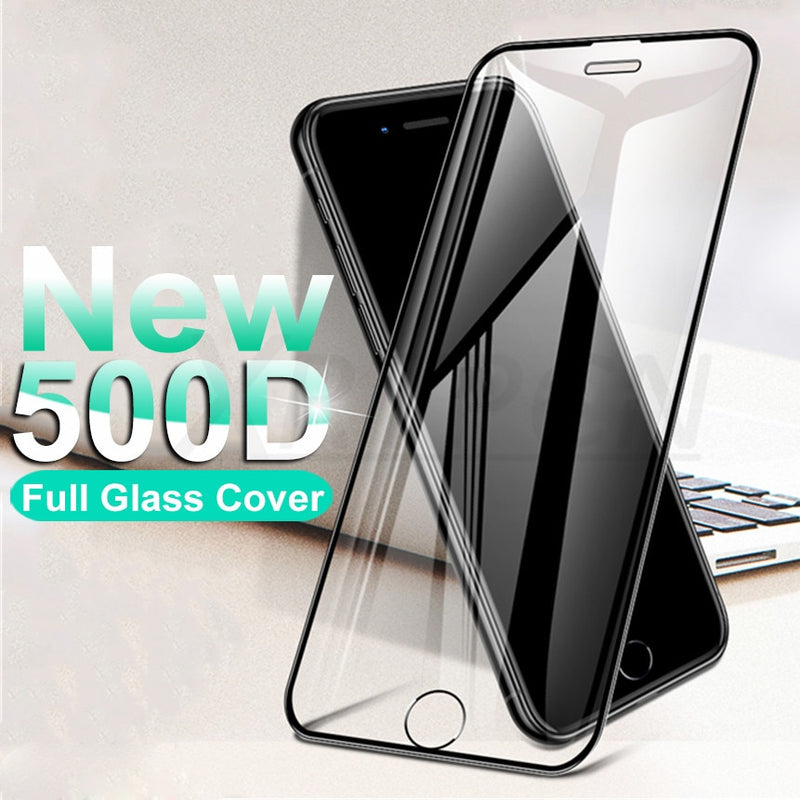 500D Curved Protective Glass For iphone SE 2020 6 6S 7 8 Plus Tempered Glass Film on iPhone X XR 11 Pro XS Max Screen Protector