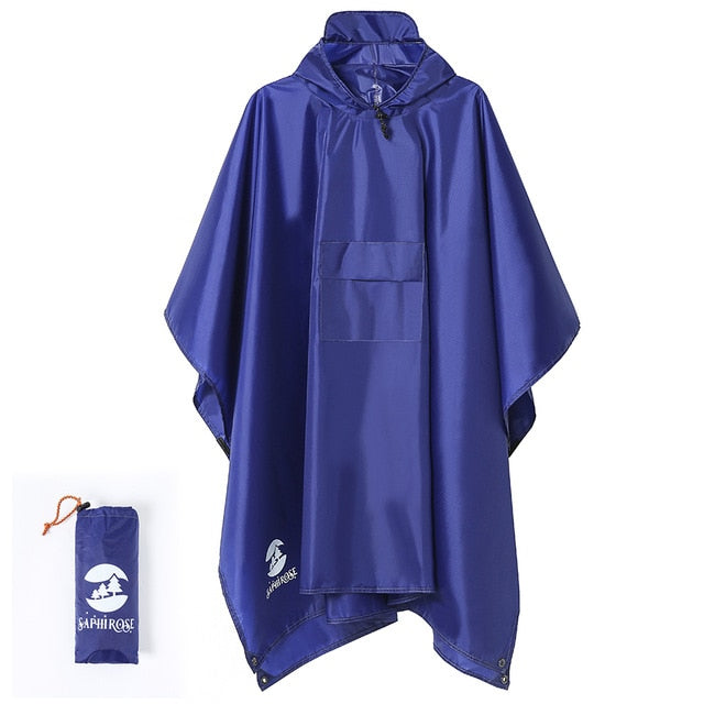 SaphiRose 3 in 1 Hooded Rain Poncho Waterproof Raincoat Jacket for Men Women Adults Outdoor Tent Mat