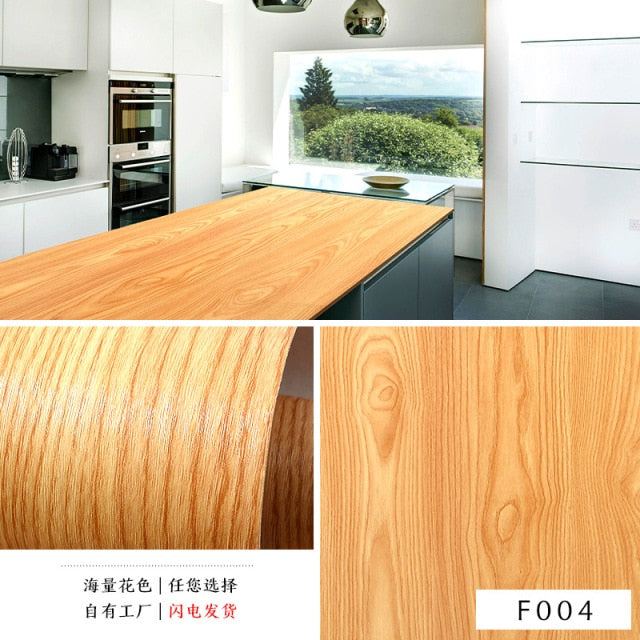 PVC Wood Grain Wallpaper Self Adhesive Waterproof Furniture Stickers Contact Paper Dormitory Kitchen Door Cabinet Desktop Decor
