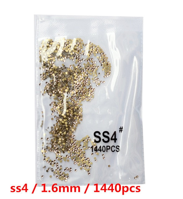 Top Gillter SS3-SS8 1440pcs Crystal AB Gold 3D Non Hotfix FlatBack Strass Nähen &amp; Stoff Kleidungsstück Nail Art Strass Dekorationen