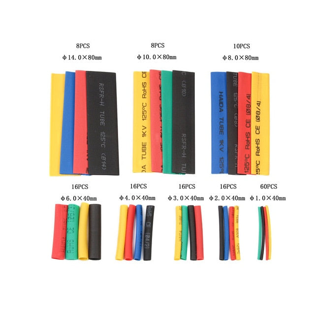 164pcs Set Polyolefin Shrinking Assorted Heat Shrink Tube Wire Cable Insulated Sleeving Tubing hand tools Set