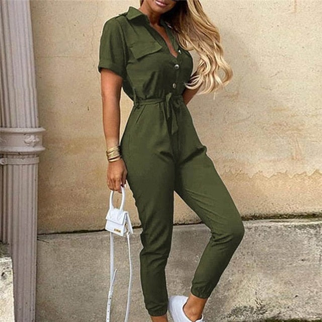 Streetwear White Sexy Bodycon Jumpsuit Women Overalls Rompers 2020 Short Sleeve Skinny Summer Womens Jumpsuit