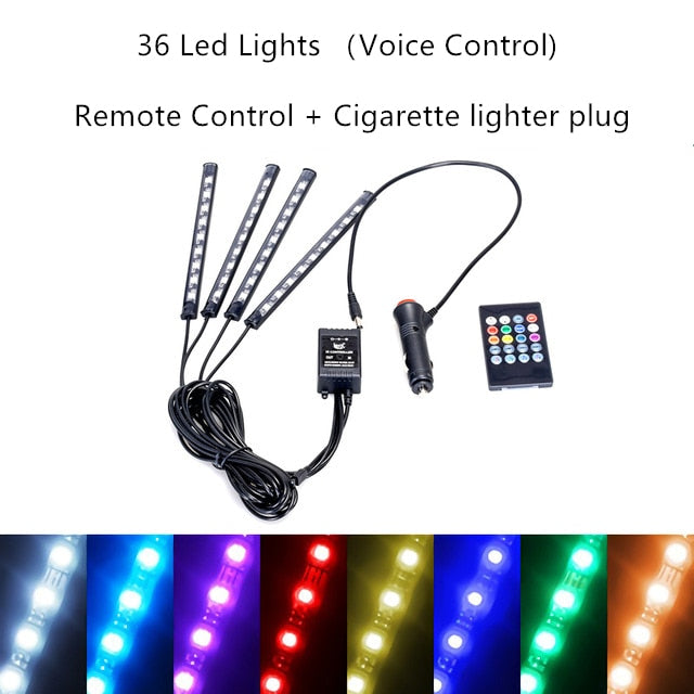 Auto Dekoration Licht Innen Atmosphäre Licht RGB LED Streifen Licht mit USB Wireless Remote Music Control Mehrere Modi