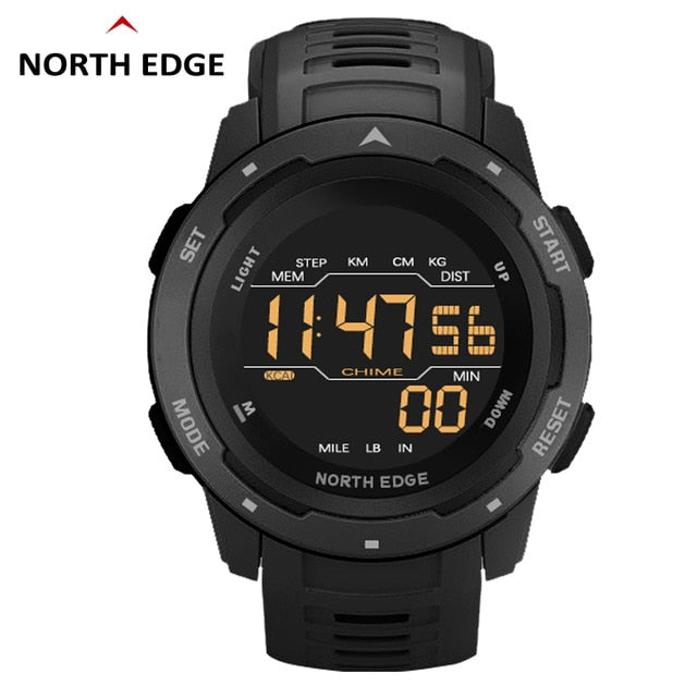 Reloj Digital NORTH EDGE para hombre, relojes deportivos para hombre, reloj despertador con podómetro de doble hora, reloj Digital resistente al agua de 50M, reloj militar