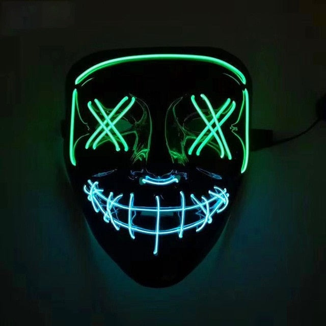 Cosmask Halloween Mischfarbe Led Maske Party Masque Maskerade Masken Neon Maske Light Glow In The Dark Horror Maske Glühende Maske