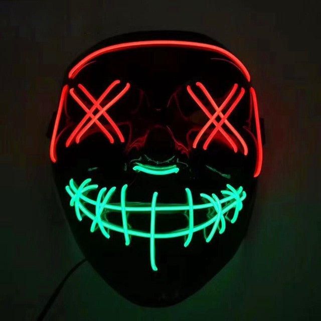 Cosmask Halloween Mixed Color Led Mask Party Masque Masquerade Masks Neon Maske Light Glow In The Dark Horror Mask Glowing Mask