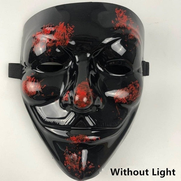 Cosmask Halloween Color mezclado Máscara Led Máscara de fiesta Máscaras de mascarada Máscara de neón Luz que brilla en la oscuridad Máscara de terror Máscara brillante