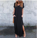 Plus Size 5XL Sexy Women Dress Summer 2020 Solid Casual Short Sleeve Maxi Dress For Women Long Dress Free Shipping Lady Dresses