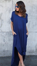 Plus Size 5XL Sexy Women Dress Summer 2020 Solid Casual Short Sleeve Maxi Dress For Women Long Dress Free Shipping Lady Dresses