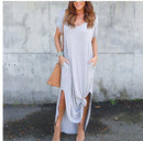 Plus Size 5XL Sexy Women Dress Summer 2020 Solid Casual Short Sleeve Maxi Dress For Women Long Dress Free Shipping Lady Dresses