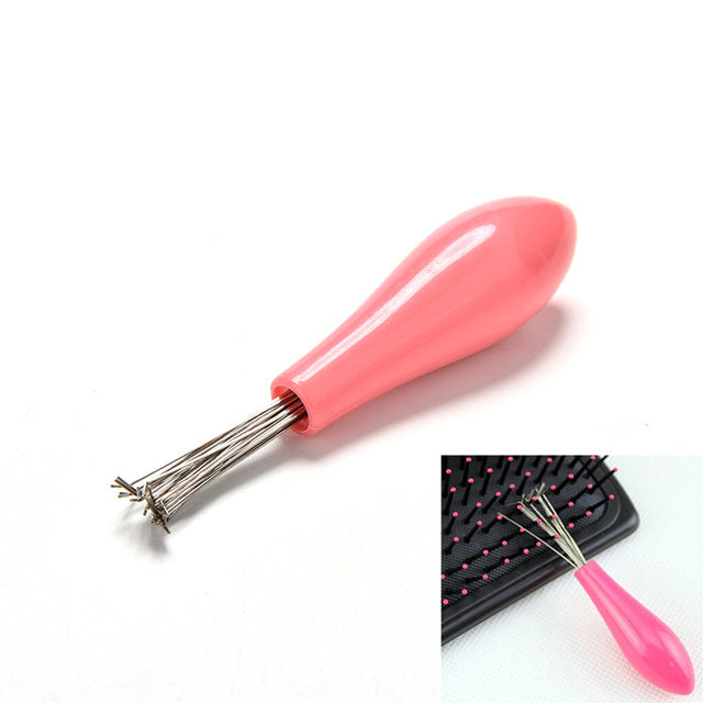 1PCS Wooden Comb Cleaner Delicate Cleaning Removable Hair Brush Comb Cleaner Tool Handle Embeded Tool