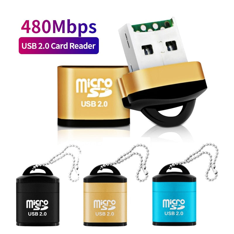 ANMONE USB Micro SD/lector de tarjetas TF USB 2,0 Mini teléfono móvil lector de tarjetas de memoria adaptador USB de alta velocidad para accesorios de ordenador portátil
