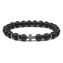 Prayer Men Natural Stone Wood Beads Rosary Hematite Cross Bracelets Onyx Meditation Bracelet Women Yoga Jewelry Homme Pulsera