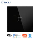 EsooLi Tuya Smart Life Glass Panel EU/UK Interruptor táctil estándar Zero/Single Fire Line Control de voz Interruptor de pared inalámbrico