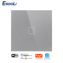 EsooLi Tuya Smart Life Glass Panel EU/UK Interruptor táctil estándar Zero/Single Fire Line Control de voz Interruptor de pared inalámbrico