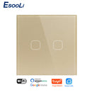 EsooLi Tuya Smart Life Glass Panel EU/UK Interruptor táctil estándar Zero/Single Fire Line Control de voz Interruptor de pared inalámbrico