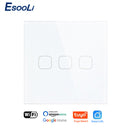 EsooLi Tuya Smart Life Glass Panel EU/UK Interruptor táctil estándar Zero/Single Fire Line Control de voz Interruptor de pared inalámbrico