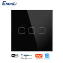 EsooLi Tuya Smart Life Glass Panel EU/UK Interruptor táctil estándar Zero/Single Fire Line Control de voz Interruptor de pared inalámbrico