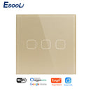 EsooLi Tuya Smart Life Glass Panel EU/UK Interruptor táctil estándar Zero/Single Fire Line Control de voz Interruptor de pared inalámbrico