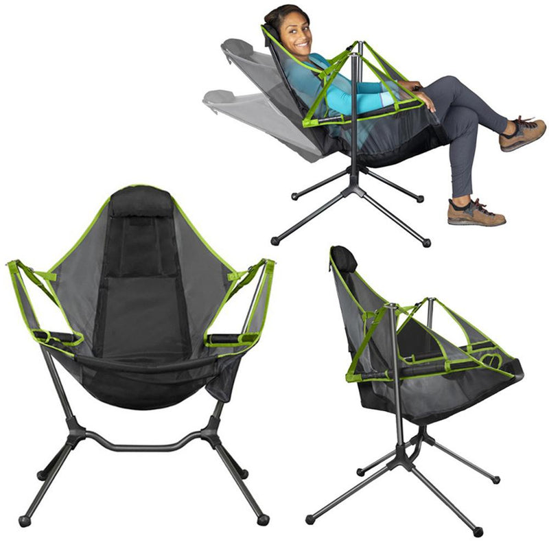 Faltbarer Outdoor-Stuhl Gartenschaukel Strand-Mond-Stuhl mit Kissen für Camping Angeln Ultraleichter tragbarer Stuhl