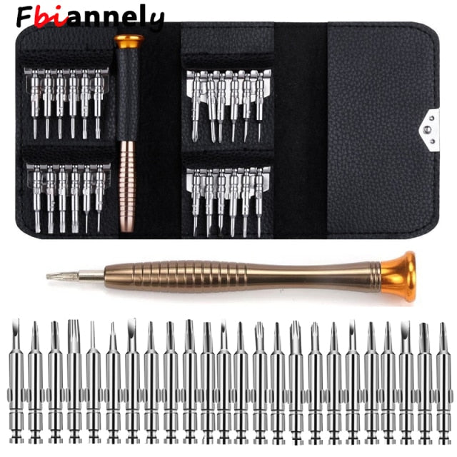 Leather Case 25 In 1 Torx Screwdriver Set Mobile Phone Repair Tool Kit Multitool Hand Tools For Iphone Watch Tablet PC 2021 New