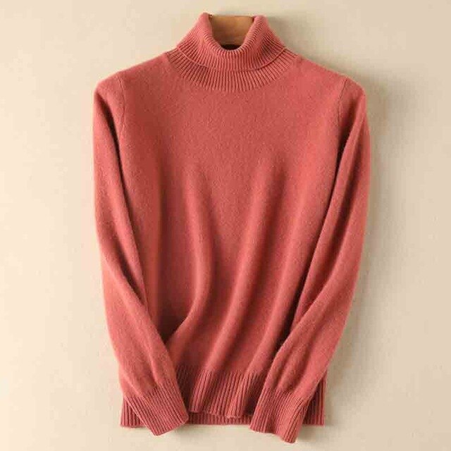 100% Merino Wool Women Turtleneck Sweater 2020 Autumn Winter Warm Soft knitted Pullover Femme Jumper Women Cashmere Sweater
