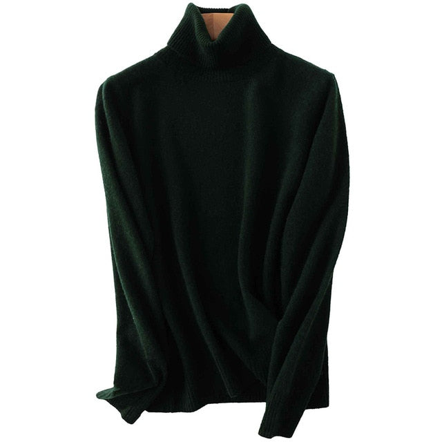 Suéter de cuello alto de lana Merino 100% para mujer, suéter de punto suave cálido para otoño e invierno 2020, suéter de Cachemira para mujer