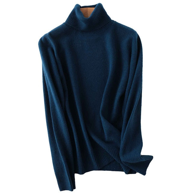 Suéter de cuello alto de lana Merino 100% para mujer, suéter de punto suave cálido para otoño e invierno 2020, suéter de Cachemira para mujer