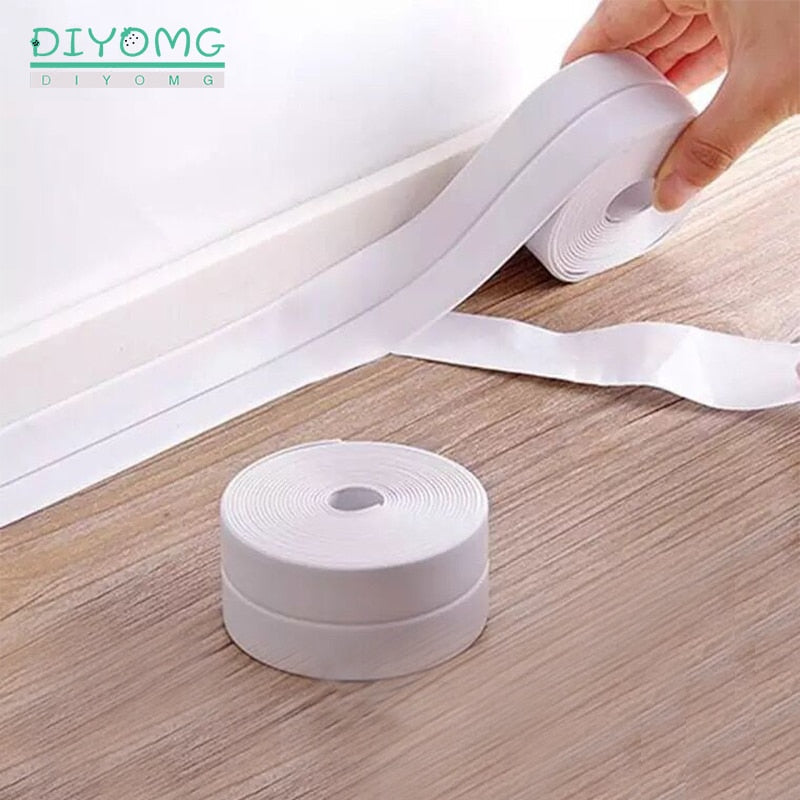 White 3D Wallpaper PVC Self adhesive Waterproof Wall stickers Bathroom Shower Sink Bath Seam Gap Sealing Stripe Tape Baseboard
