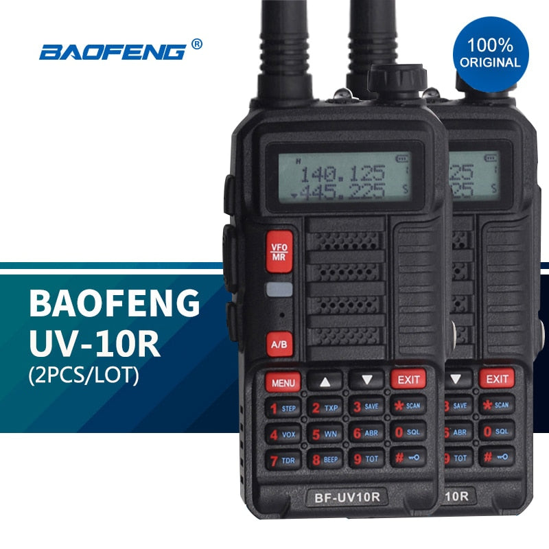 2 uds Baofeng UV 10R Walkie Talkies profesionales de alta potencia 10W banda Dual 2 vías CB Ham Radio hf transceptor VHF UHF BF UV-10R nuevo