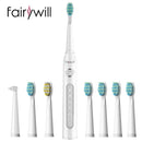 Cepillo de dientes eléctrico sónico Fairywill FW-507 carga USB recargable adulto impermeable electrónico 8 cepillos de dientes cabezales de repuesto