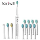 Cepillo de dientes eléctrico sónico Fairywill FW-507 carga USB recargable adulto impermeable electrónico 8 cepillos de dientes cabezales de repuesto