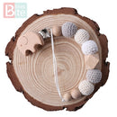 1 STÜCK Baby Schnullerkette Elefant Holzclip Geometrische Häkelperlen Tasche Holz Beißring Winzige Stange Dummy Clips Baby Schnullerhalter