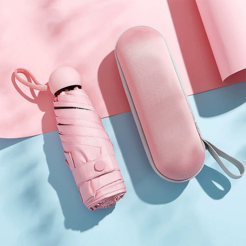Fünf-Halte-Sonnenschirm-Sonnenschutz-UV-Klappschirm weiblicher Sonnenschirmregen Dual-Use-Kapsel kompakte tragbare Tasche