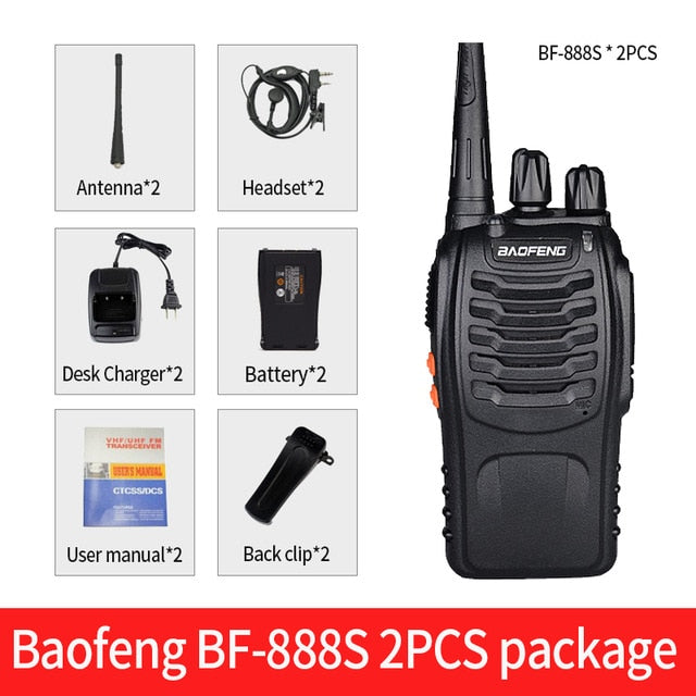 2 uds BaoFeng BF-888S Plus Walkie Talkie 16CH voz más clara y rango más largo actualizado con carga directa USB radio bidireccional 2020