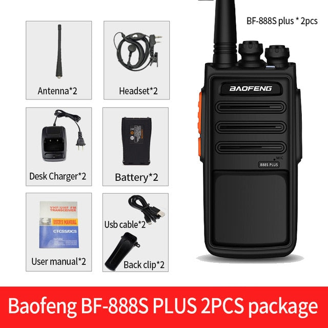 2 Stück BaoFeng BF-888S Plus Walkie Talkie 16CH Klarere Stimme &amp; größere Reichweite Aktualisiert mit USB Direct Charging Funkgerät 2020
