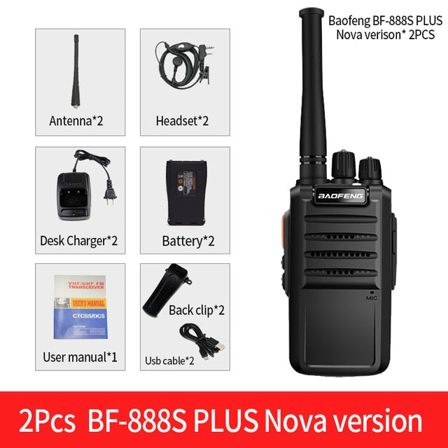 2Pcs BaoFeng BF-888S Plus Walkie Talkie 16CH Clearer Voice & longer range Updated with USB direct Charging two way radio 2020