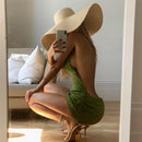 Cryptographic Halter Sexy espalda descubierta Mini vestidos Bodycon Skinny Club Party sin mangas vestido de punto otoño Streetwear vacaciones en la playa