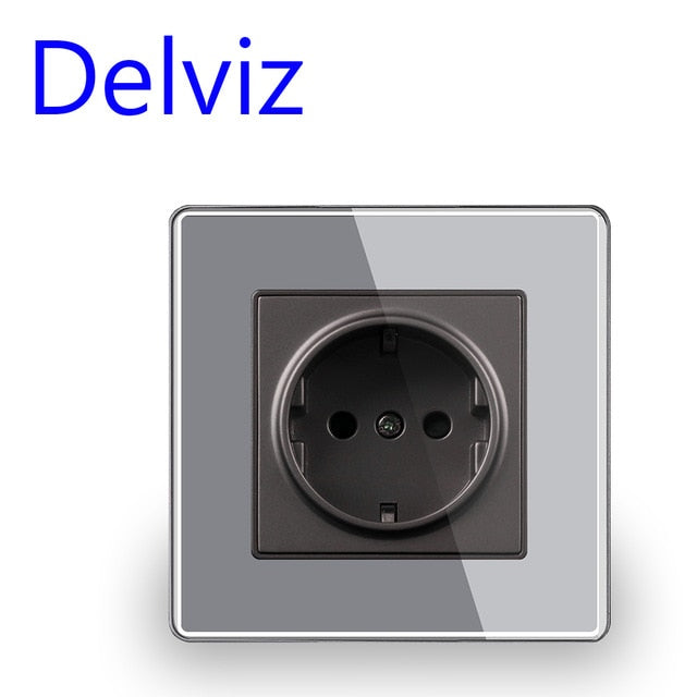 Toma de corriente USB de pared Delviz, muchos paneles de estilo nuevo, toma de dormitorio, AC 110V-250V 16A integrado en la pared, salida estándar USB doble de la UE