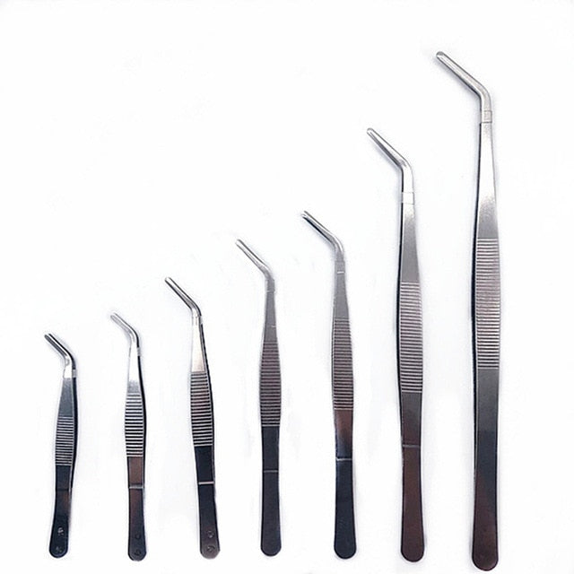 Pinzas médicas antiyodo de acero inoxidable 430, pinzas rectas largas, codo de cabeza recta de 12,5 cm-30 cm, herramientas médicas gruesas